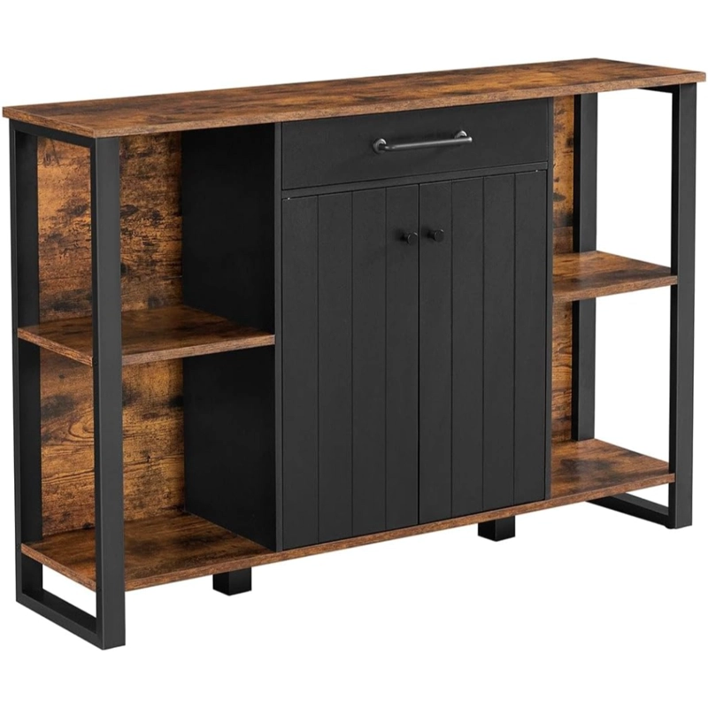 MUEBLE APARADOR BUFFET FIERRO NEGRO Y MADERA LINSELL - 1