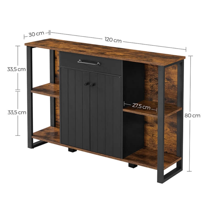 MUEBLE APARADOR BUFFET FIERRO NEGRO Y MADERA LINSELL - 3