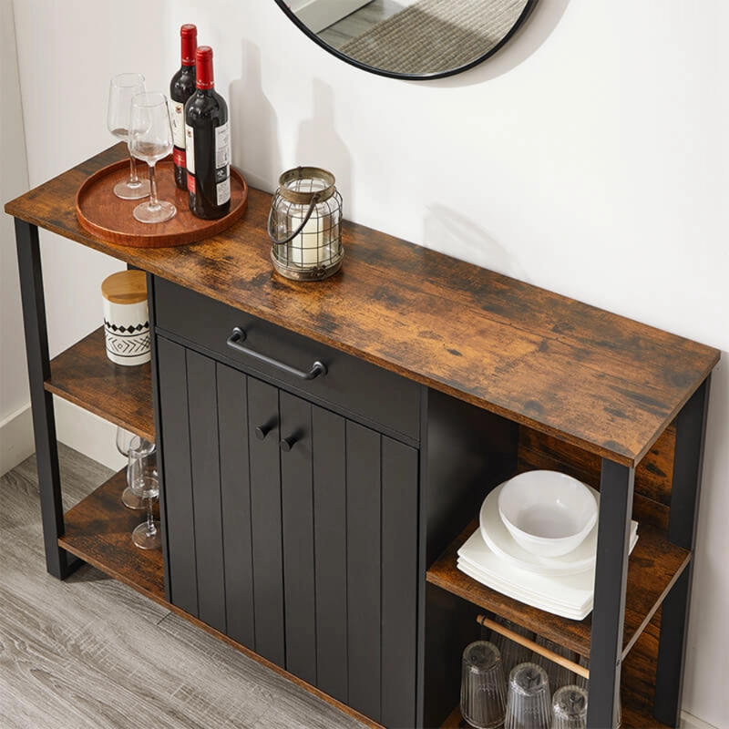 MUEBLE APARADOR BUFFET FIERRO NEGRO Y MADERA LINSELL - 5
