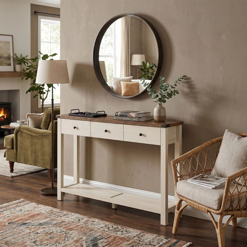 MUEBLE RECIBIDO ARRIMO CON CAJONERA RUSTICO CADIZ - 2