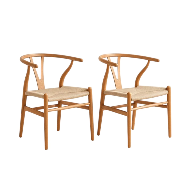 SET DE 2 SILLAS WISHBONE METAL Y CUERDA - 1