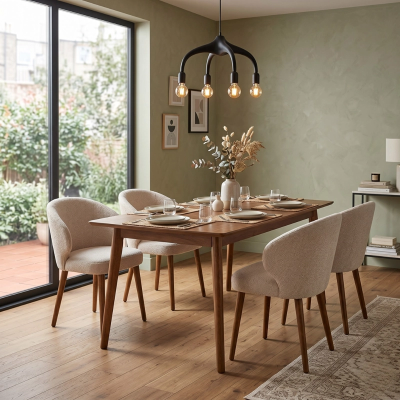 SET 2 SITIALES SILLA COMEDOR BEIGE Y MADERA TROPEZ - 2
