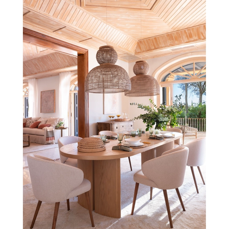 SET 2 SITIALES SILLA COMEDOR BEIGE Y MADERA TROPEZ - 4