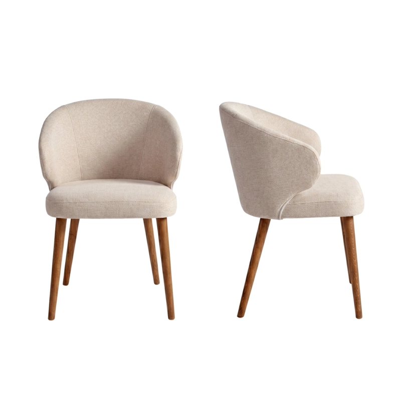 SET 2 SITIALES SILLA COMEDOR BEIGE Y MADERA TROPEZ - 6