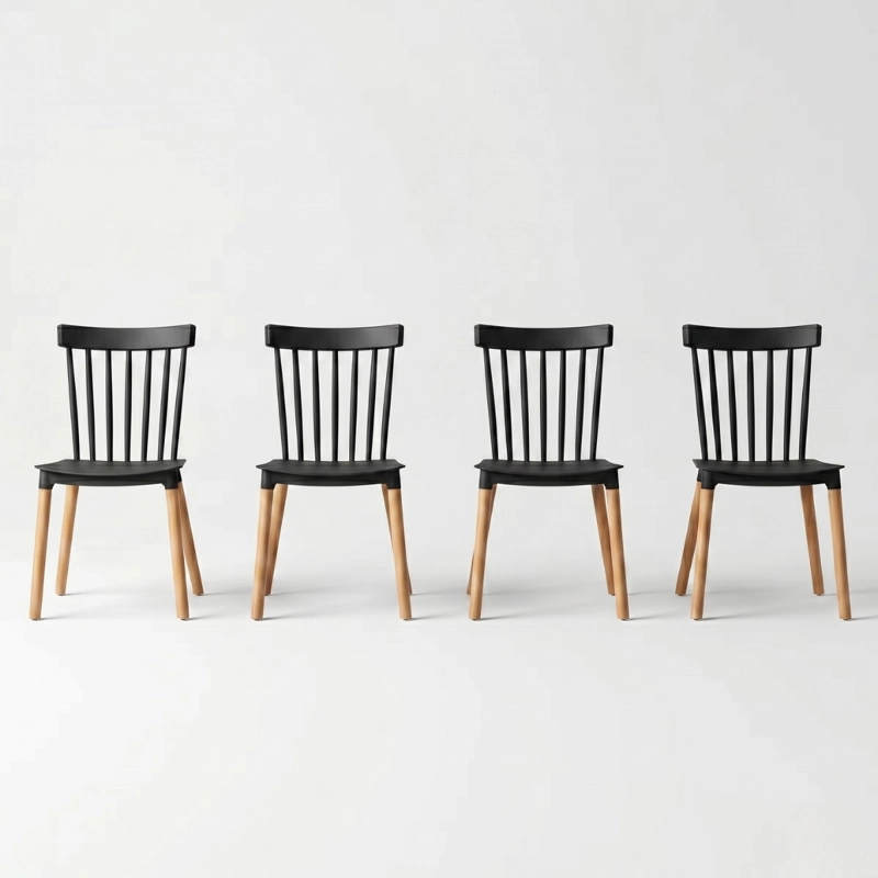 PACK DE 4 SILLAS WINDSOR NEGRA - 3