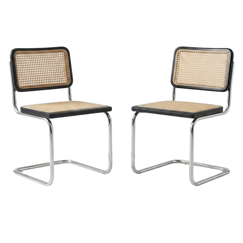 SET DE 2 SILLAS BREUER MADERA Y RATAN NEGRA - 1