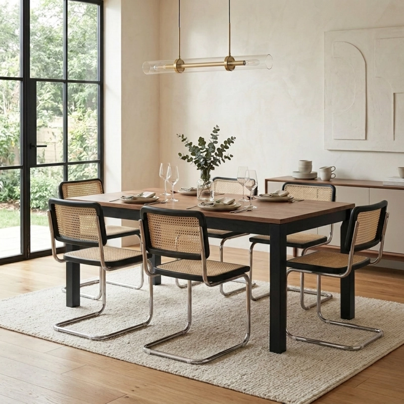 SET DE 2 SILLAS BREUER MADERA Y RATAN NEGRA - 4