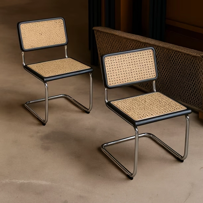 SET DE 2 SILLAS BREUER MADERA Y RATAN NEGRA - 7