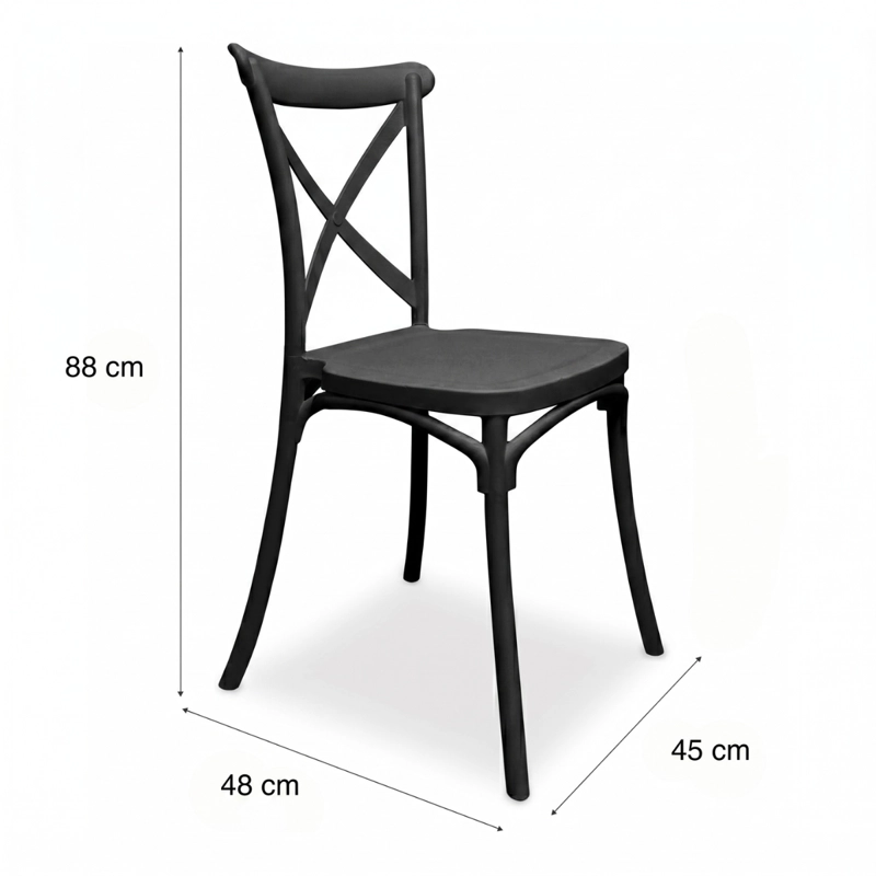 PACK DE 4 SILLAS CROSSBACK NEGRA - 6