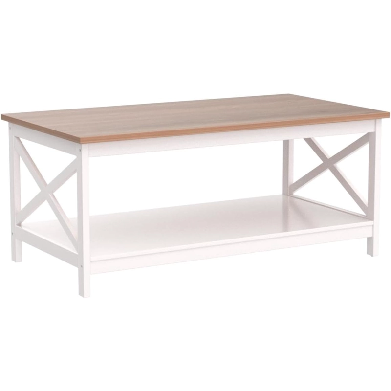 MESA DE CENTRO RECTANGULAR BLANCA MADERA VITTORIA - 1