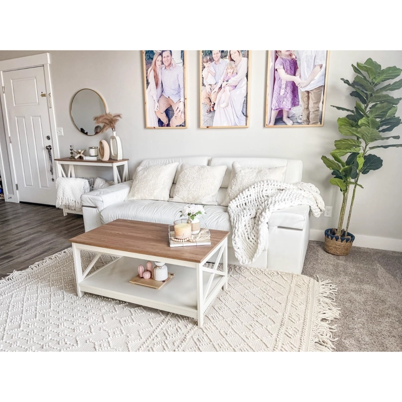 MESA DE CENTRO RECTANGULAR BLANCA MADERA VITTORIA - 4