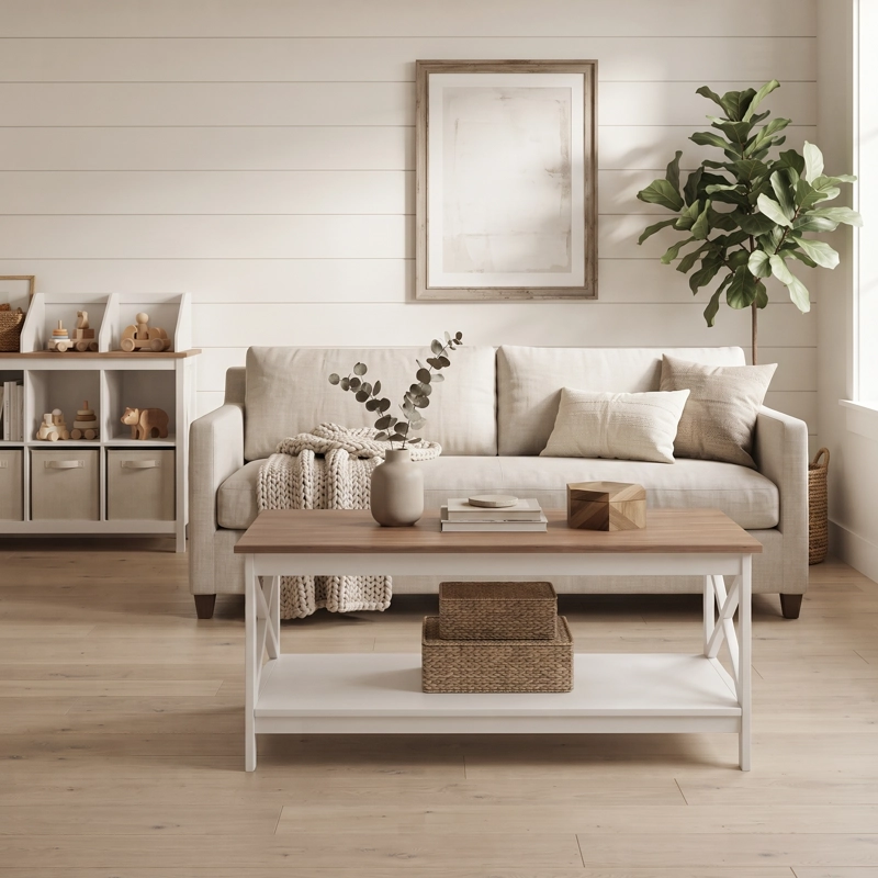 MESA DE CENTRO RECTANGULAR BLANCA MADERA VITTORIA - 7