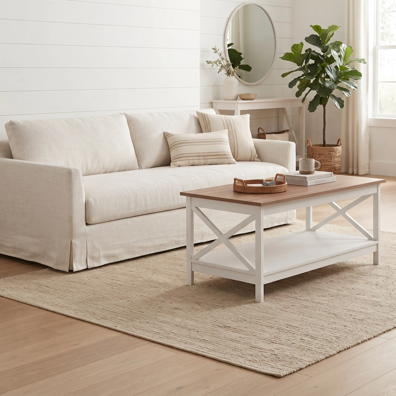 MESA DE CENTRO RECTANGULAR BLANCA MADERA VITTORIA - 8