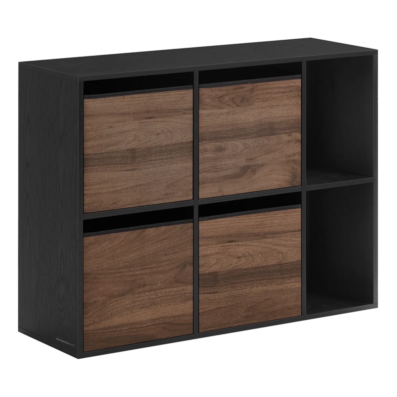 MUEBLE ORGANIZADOR NEGRO CON 4 CANASTOS DE TELA HARSLOV - 1