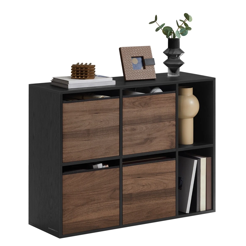 MUEBLE ORGANIZADOR NEGRO CON 4 CANASTOS DE TELA HARSLOV - 7