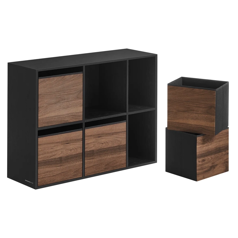 MUEBLE ORGANIZADOR NEGRO CON 4 CANASTOS DE TELA HARSLOV - 8