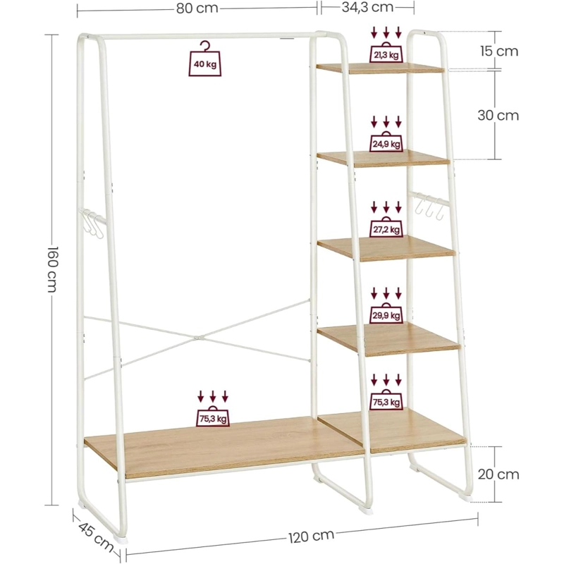 MUEBLE ORGANIZADOR DE CLOSET PERCHERO CON 5 ESTANTERIAS MUOR - 3