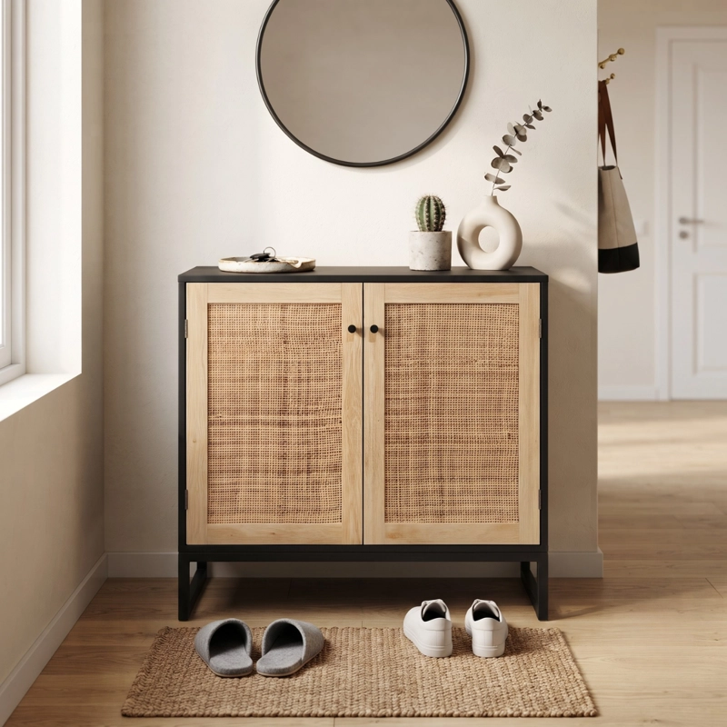 MUEBLE BUFFET APARADOR RATAN NEGRO ALVIK - 3