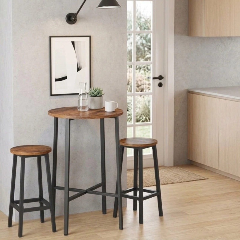 SET 2 SILLAS TABURETES MADERA Y FIERRO ARRESO - 3
