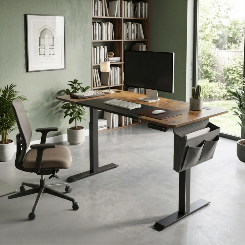 ESCRITORIO ELE CTRICO ALTURA AJUSTABLE MARRON 120X60CM NELLIM - 2