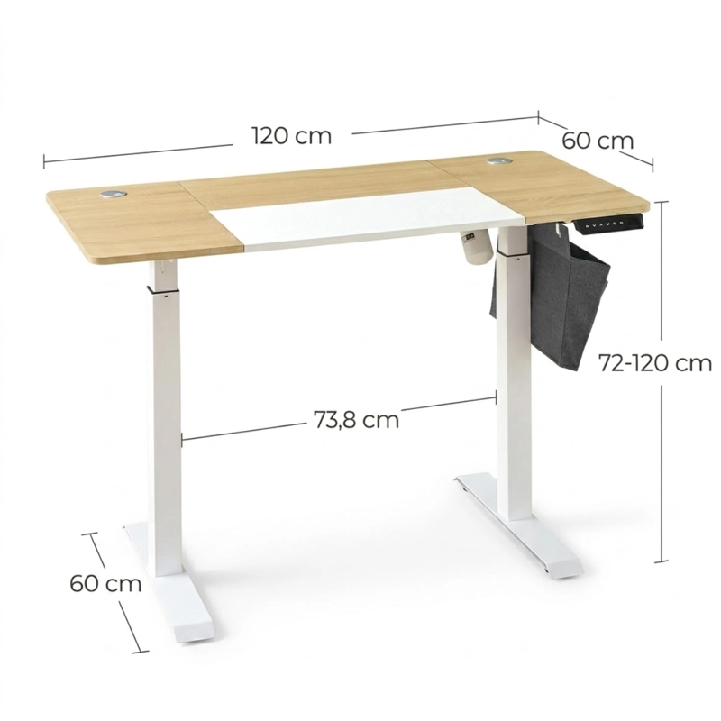 ESCRITORIO ELE CTRICO ALTURA AJUSTABLE BLANCO 120X60CM SURNU - 6