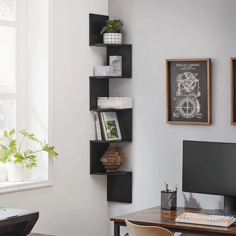 MUEBLE ESTANTE ESQUINERO ZIGZAG NEGRO SVANVIK - 6