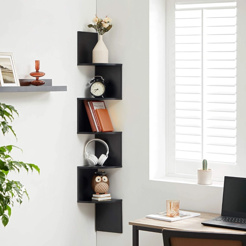 MUEBLE ESTANTE ESQUINERO ZIGZAG NEGRO SVANVIK - 8