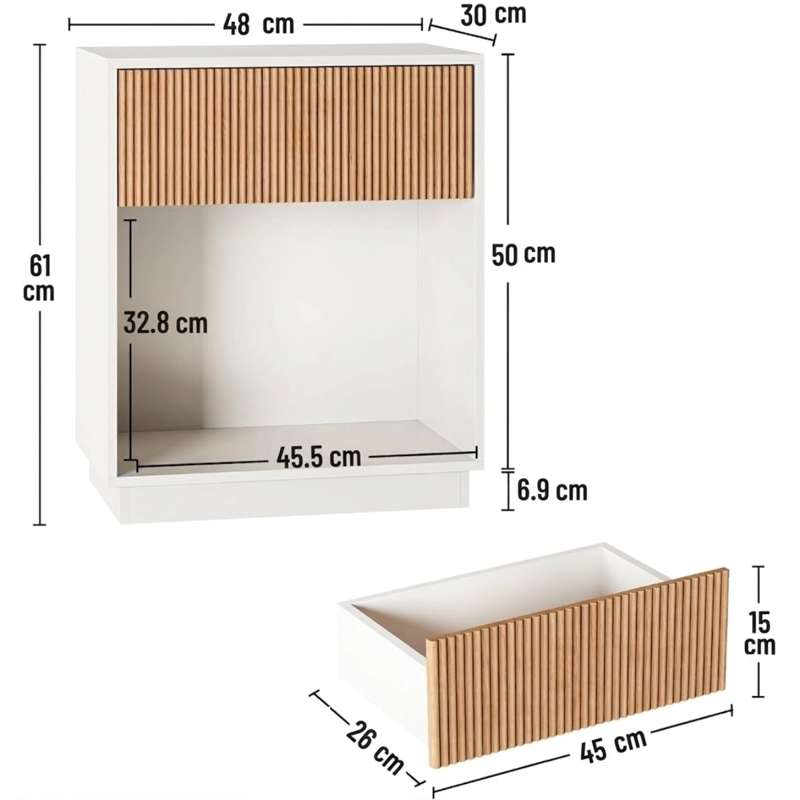 SET DE 2 VELADORES BLANCO Y MADERA ACANALADO FORLI - 4
