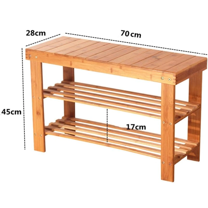 BANQUETA ZAPATERO BAMBU MADERA 70X28X45CM SOHOLM - 3