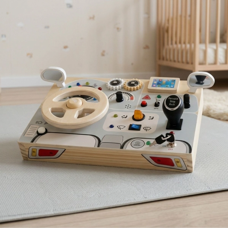 TABLERO DIDACTICO SENSORIAL VOLANTE JUGUETE MONTESSORI - 2