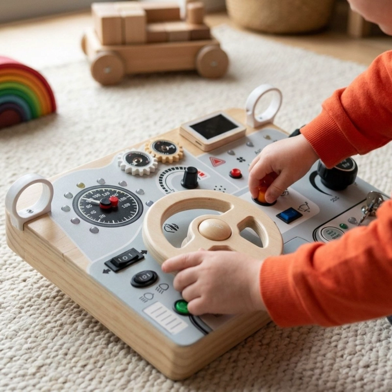 TABLERO DIDACTICO SENSORIAL VOLANTE JUGUETE MONTESSORI - 3