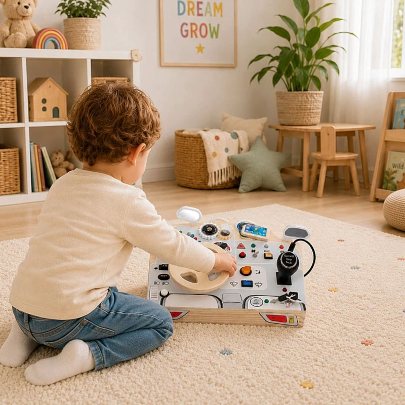 TABLERO DIDACTICO SENSORIAL VOLANTE JUGUETE MONTESSORI - 4