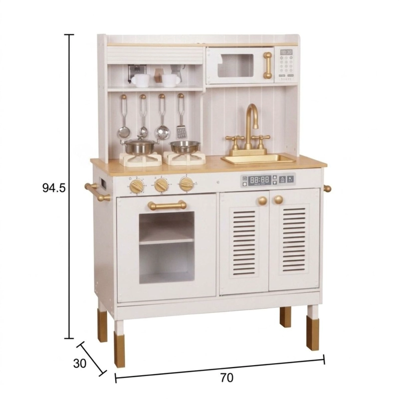 COCINA DE MADERA DE JUGUETE BLANCA FLEUR LUCES Y SONIDOS - 7