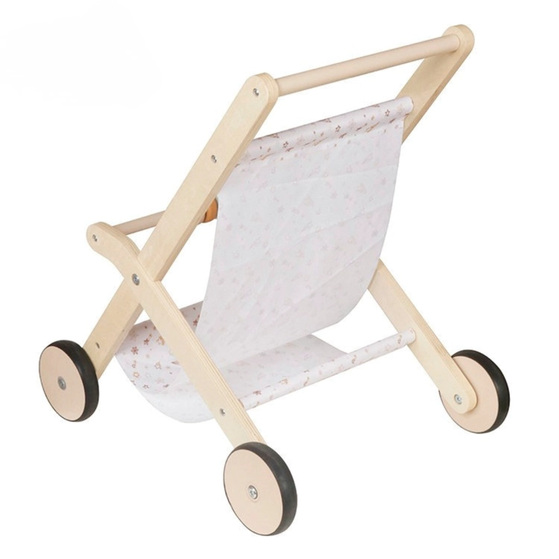 COCHE PARA MUÑECAS ANDADOR JUGUETE DE MADERA BLANCO - 8