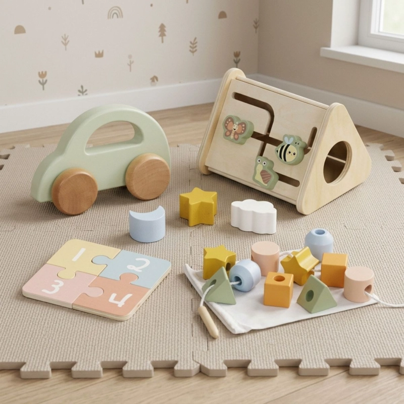 SET DE JUGUETES DIDACTIVOS DE MADERA MONTESSORI - 2