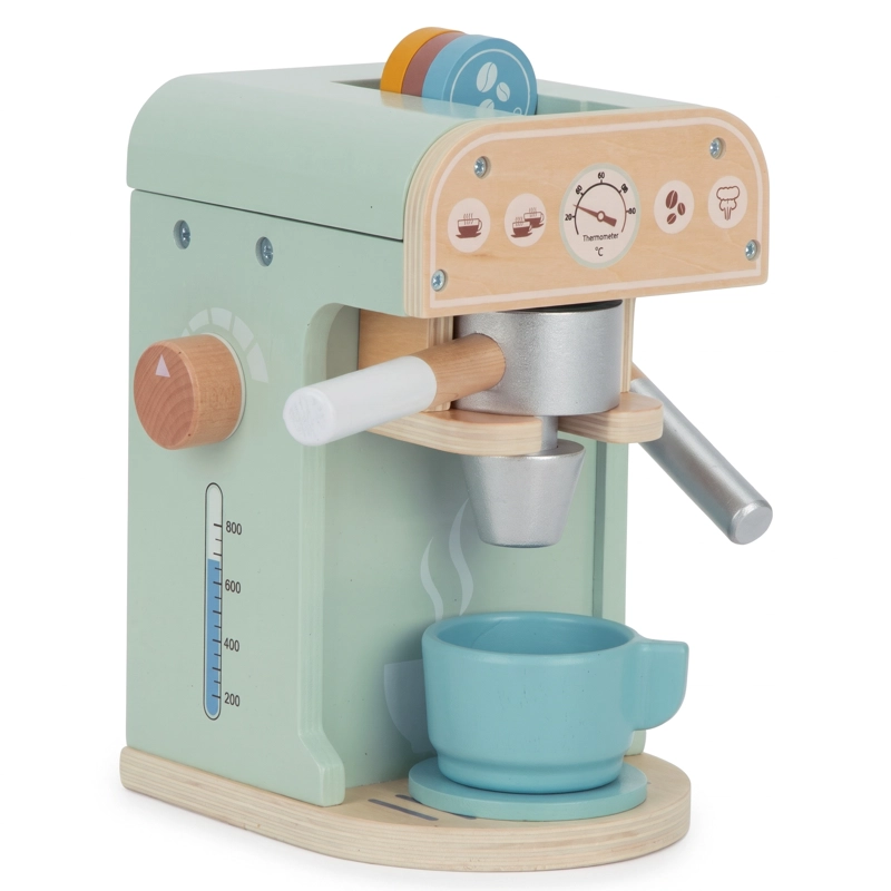 MAQUINA CAFETERA DE JUGUETE DE MADERA CON ACCESORIOS - 1