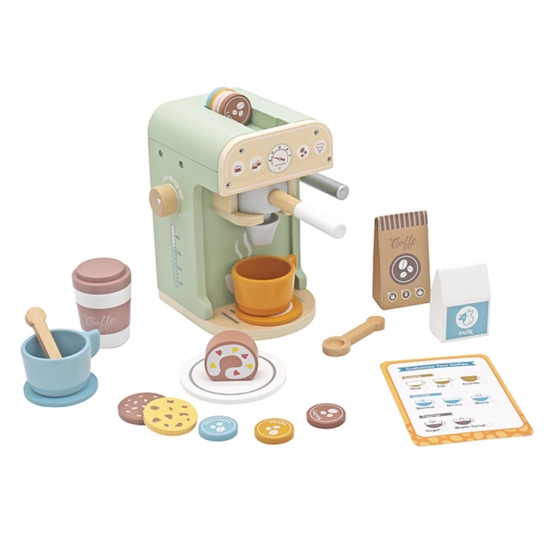 MAQUINA CAFETERA DE JUGUETE DE MADERA CON ACCESORIOS - 6
