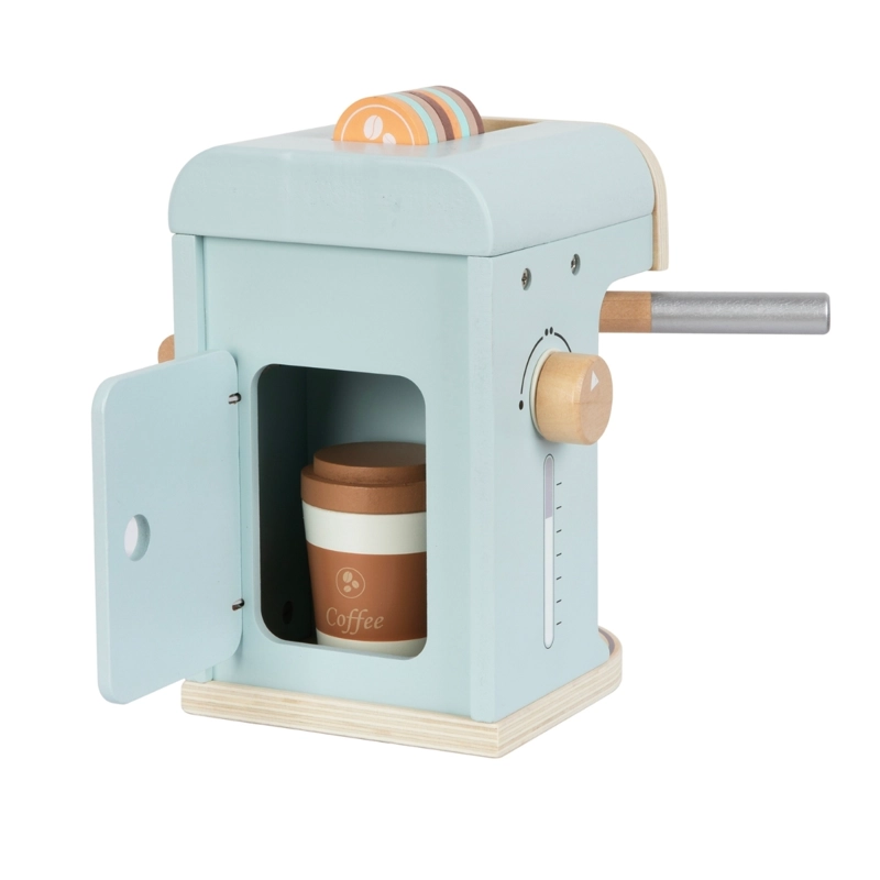 MAQUINA CAFETERA DE JUGUETE DE MADERA CON ACCESORIOS - 8