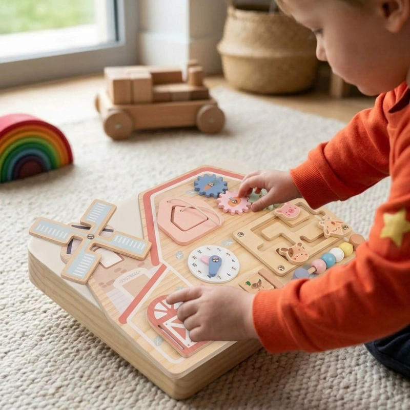 TABLERO DIDACTICO SENSORIAL GRANJA JUGUETE MONTESSORI - 3