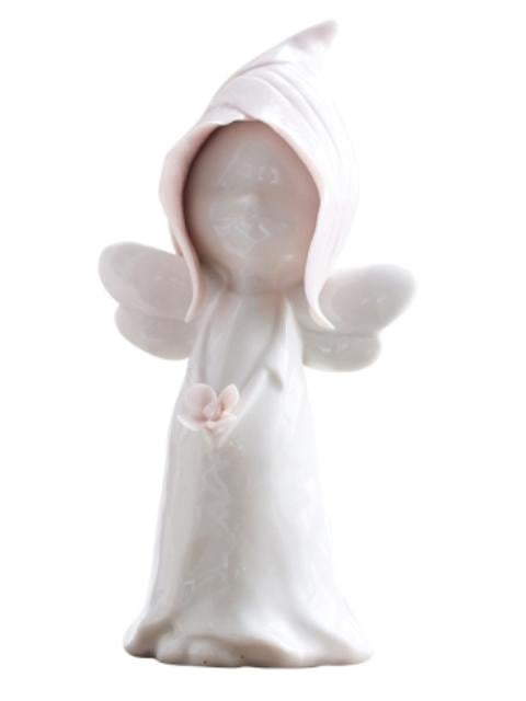ANGEL PORCELANA CON FLOR JUEGO TE DE ROSAS GRANDE - 1