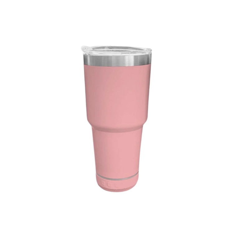VASO TERMICO 780ML CON PARLANTE BLUETOOTH CALIENTE Y FRIO ROSADO - 2