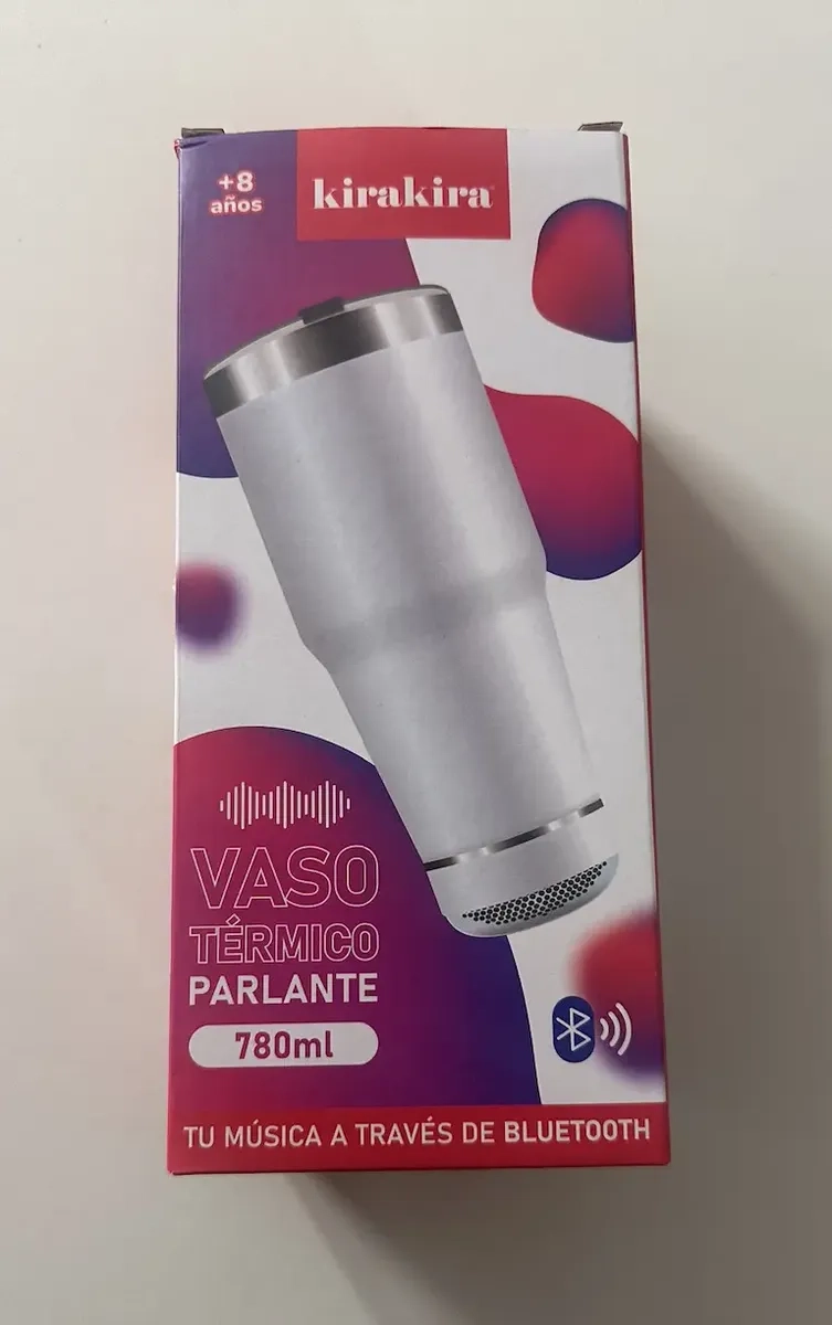VASO TERMICO 780ML CON PARLANTE BLUETOOTH CALIENTE Y FRIO ROSADO - 4