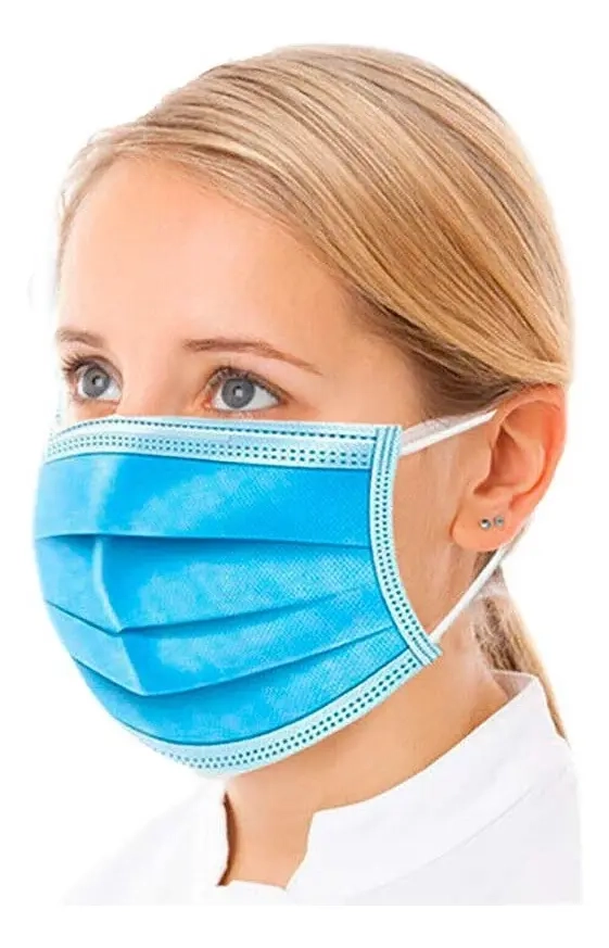 MASCARILLAS DESECHABLES TAPA BOCA CUBRE POLVO VIRUS CELESTE - 2