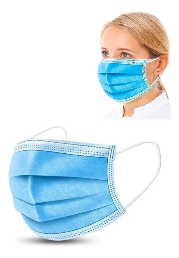 MASCARILLAS DESECHABLES TAPA BOCA CUBRE POLVO VIRUS CELESTE - 3