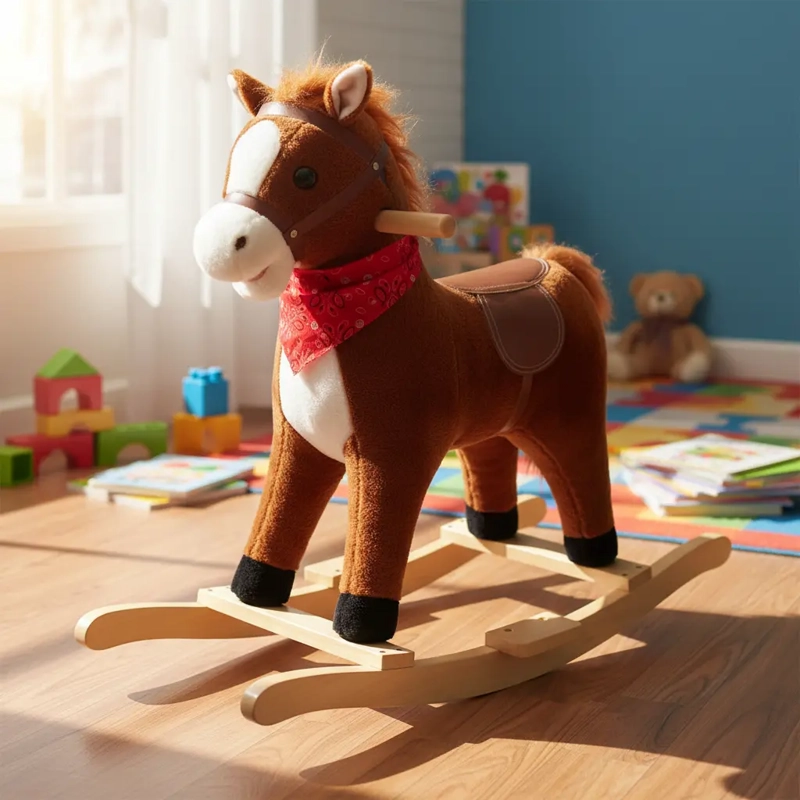 CABALLO BALANCIN MECEDOR PARA NIÑOS CON SONIDO CABALLITO INFANTIL CAFE - 3