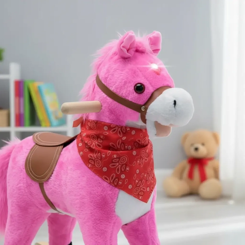 CABALLO BALANCIN MECEDOR PARA NIÑOS CON SONIDO CABALLITO INFANTIL ROSA - 5