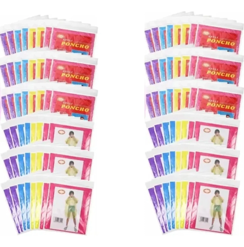 SET DE 12 PONCHOS IMPERMEABLES CAPA DE AGUA CAPAS DE LLUVIA COLORES SURTIDOS - 6