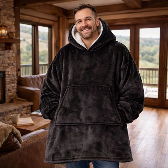 POLERON SHERPA CON CAPUCHA CHIPORRO DE INVIERNO ABRIGO UNISEX - 2