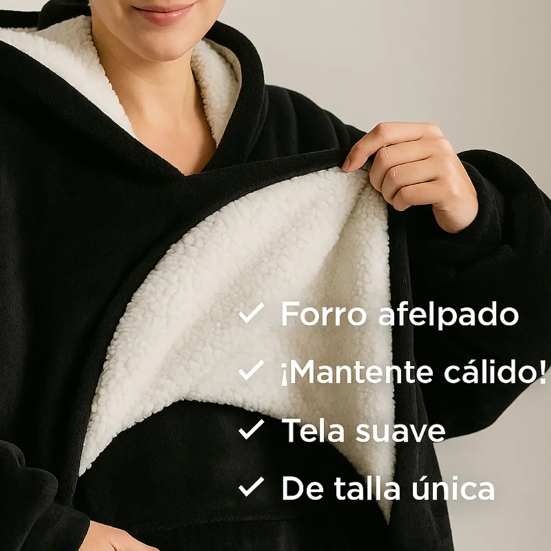 POLERON SHERPA CON CAPUCHA CHIPORRO DE INVIERNO ABRIGO UNISEX - 4