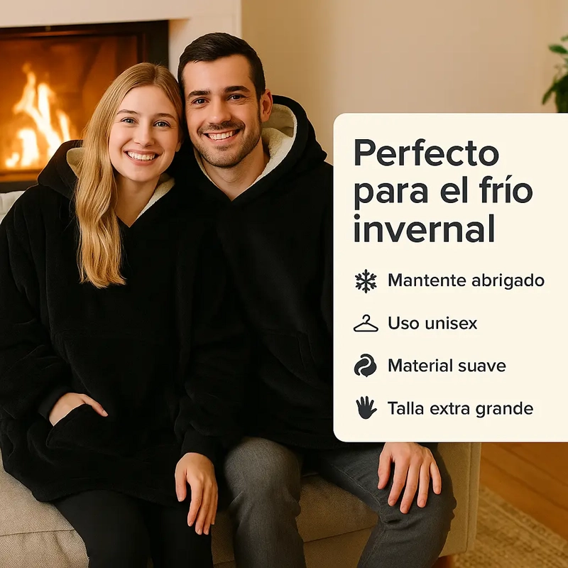 POLERON SHERPA CON CAPUCHA CHIPORRO DE INVIERNO ABRIGO UNISEX - 6